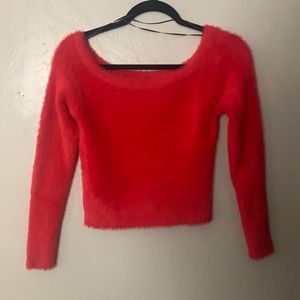 Red off the shoulder long sleeve
